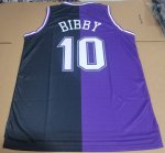 NBA 10 Mike Bibby 2001-02 Sacramento Kings split Maillot noir Violet imprimé